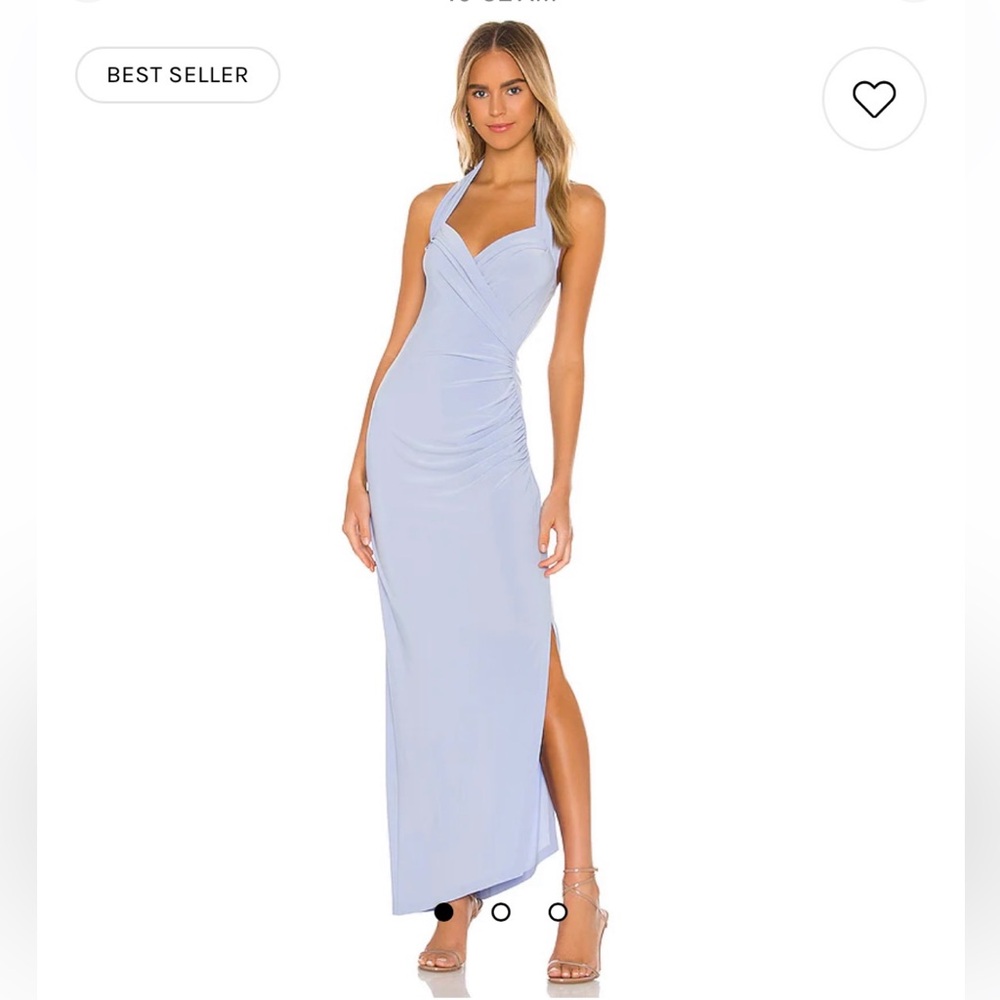 Norma Kamali Light Blue Halter Maxi Dress